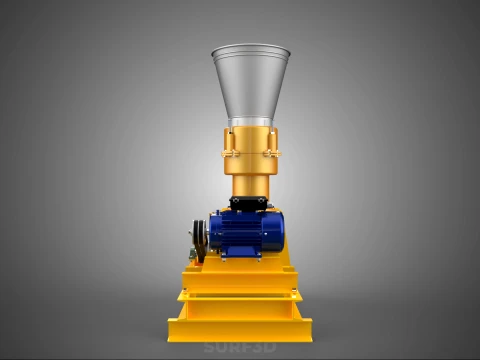QUAD FOUR 4 COMPRESSION ROLLER FLATDIE PELLET PRESS MILL MACHINE 3D Model