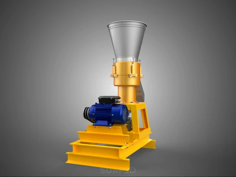 QUAD FOUR 4 COMPRESSION ROLLER FLATDIE PELLET PRESS MILL MACHINE 3D Model
