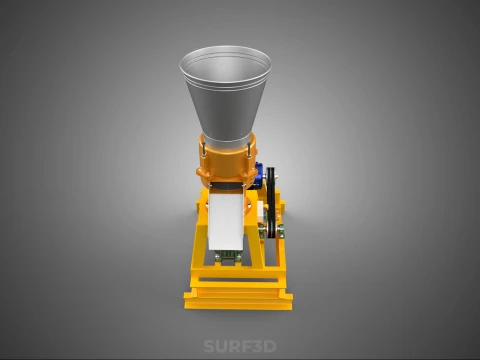 QUAD FOUR 4 COMPRESSION ROLLER FLATDIE PELLET PRESS MILL MACHINE 3D Model