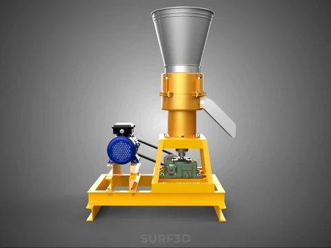 QUAD FOUR 4 COMPRESSION ROLLER FLATDIE PELLET PRESS MILL MACHINE 3D Model