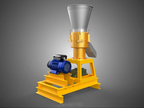 QUAD FOUR 4 COMPRESSION ROLLER FLATDIE PELLET PRESS MILL MACHINE 3D Model