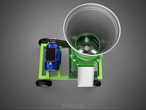 WHEELED PELLET PRESS MILL EXTRUSION MAKER MACHINE ELECTRIC MOTOR 3D Model