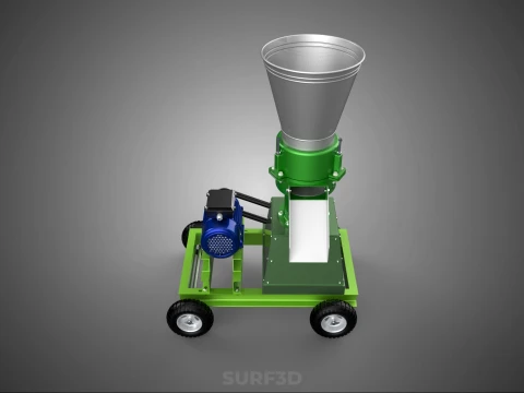 WHEELED PELLET PRESS MILL EXTRUSION MAKER MACHINE ELECTRIC MOTOR 3D Model