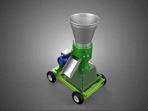 WHEELED PELLET PRESS MILL EXTRUSION MAKER MACHINE ELECTRIC MOTOR 3D Model