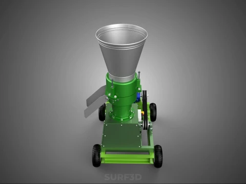 WHEELED PELLET PRESS MILL EXTRUSION MAKER MACHINE ELECTRIC MOTOR 3D Model