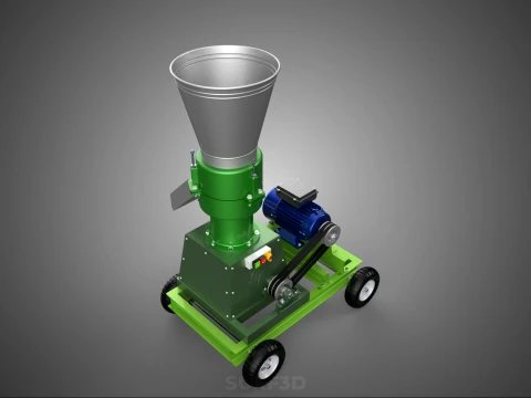 WHEELED PELLET PRESS MILL EXTRUSION MAKER MACHINE ELECTRIC MOTOR 3D Model