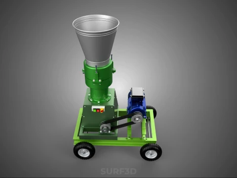 WHEELED PELLET PRESS MILL EXTRUSION MAKER MACHINE ELECTRIC MOTOR 3D Model