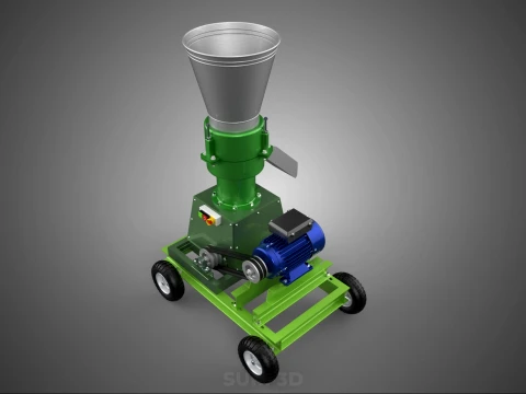 WHEELED PELLET PRESS MILL EXTRUSION MAKER MACHINE ELECTRIC MOTOR 3D Model