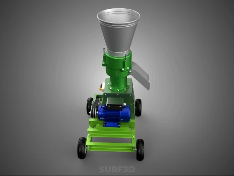 WHEELED PELLET PRESS MILL EXTRUSION MAKER MACHINE ELECTRIC MOTOR 3D Model