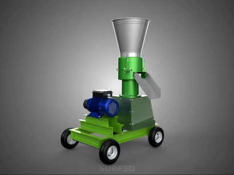 WHEELED PELLET PRESS MILL EXTRUSION MAKER MACHINE ELECTRIC MOTOR 3D Model