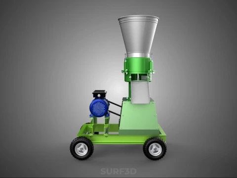 WHEELED PELLET PRESS MILL EXTRUSION MAKER MACHINE ELECTRIC MOTOR 3D Model