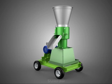 WHEELED PELLET PRESS MILL EXTRUSION MAKER MACHINE ELECTRIC MOTOR 3D Model