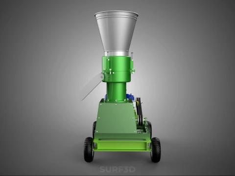 WHEELED PELLET PRESS MILL EXTRUSION MAKER MACHINE ELECTRIC MOTOR 3D Model