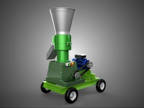 WHEELED PELLET PRESS MILL EXTRUSION MAKER MACHINE ELECTRIC MOTOR 3D Model