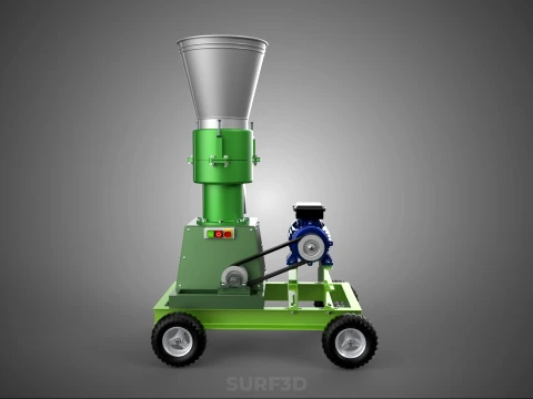 WHEELED PELLET PRESS MILL EXTRUSION MAKER MACHINE ELECTRIC MOTOR 3D Model