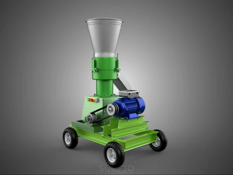 WHEELED PELLET PRESS MILL EXTRUSION MAKER MACHINE ELECTRIC MOTOR 3D Model