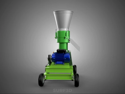 WHEELED PELLET PRESS MILL EXTRUSION MAKER MACHINE ELECTRIC MOTOR 3D Model