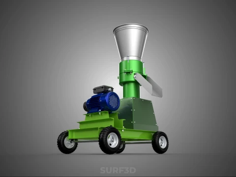 WHEELED PELLET PRESS MILL EXTRUSION MAKER MACHINE ELECTRIC MOTOR 3D Model