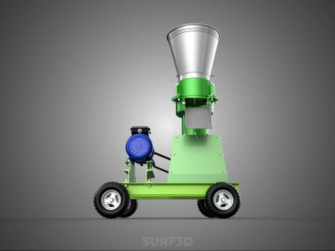 WHEELED PELLET PRESS MILL EXTRUSION MAKER MACHINE ELECTRIC MOTOR 3D Model