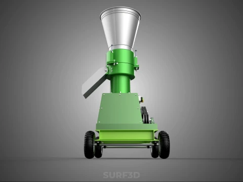 WHEELED PELLET PRESS MILL EXTRUSION MAKER MACHINE ELECTRIC MOTOR 3D Model