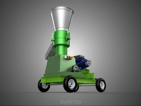 WHEELED PELLET PRESS MILL EXTRUSION MAKER MACHINE ELECTRIC MOTOR 3D Model