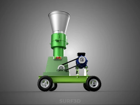 WHEELED PELLET PRESS MILL EXTRUSION MAKER MACHINE ELECTRIC MOTOR 3D Model