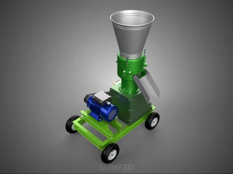WHEELED PELLET PRESS MILL EXTRUSION MAKER MACHINE ELECTRIC MOTOR 3D Model