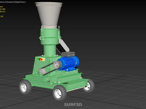 WHEELED PELLET PRESS MILL EXTRUSION MAKER MACHINE ELECTRIC MOTOR 3D Model