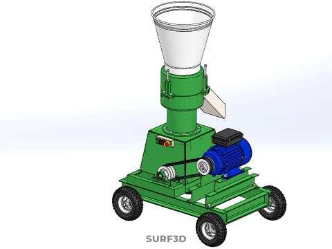 WHEELED PELLET PRESS MILL EXTRUSION MAKER MACHINE ELECTRIC MOTOR 3D Model