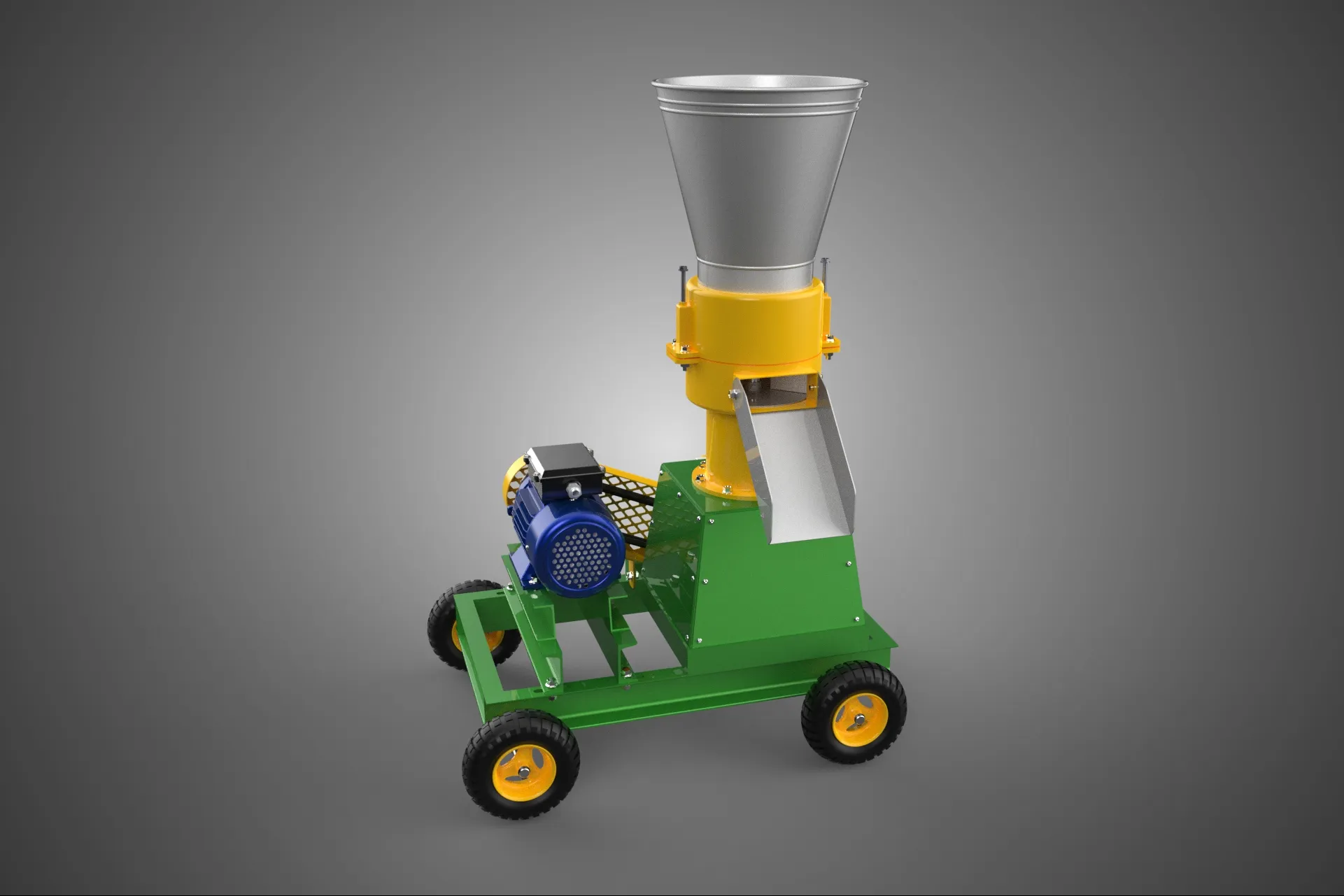 MOBILE ELECTRIC PELLET PRESS MILL MAKER PELLETIZER MACHINE FARM 3D Model .c4d .max .obj .3ds .fbx .stl .blend 