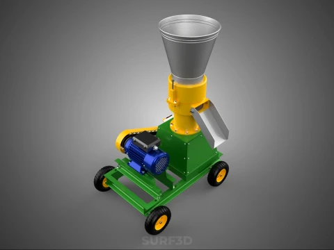 MOBILE ELECTRIC PELLET PRESS MILL MAKER PELLETIZER MACHINE FARM 3D Model