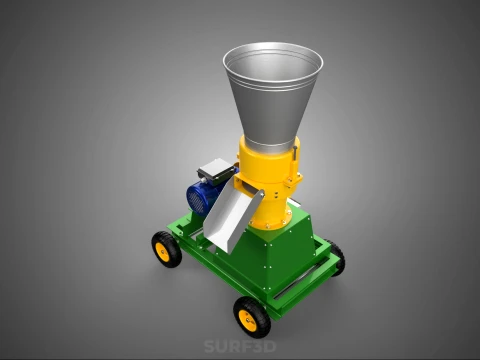 MOBILE ELECTRIC PELLET PRESS MILL MAKER PELLETIZER MACHINE FARM 3D Model