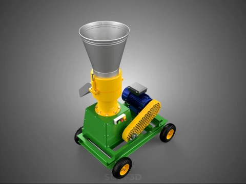 MOBILE ELECTRIC PELLET PRESS MILL MAKER PELLETIZER MACHINE FARM 3D Model