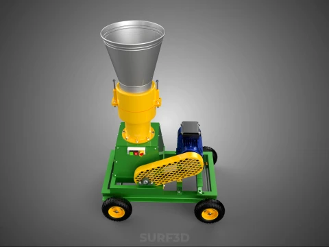 MOBILE ELECTRIC PELLET PRESS MILL MAKER PELLETIZER MACHINE FARM 3D Model