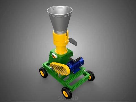 MOBILE ELECTRIC PELLET PRESS MILL MAKER PELLETIZER MACHINE FARM 3D Model