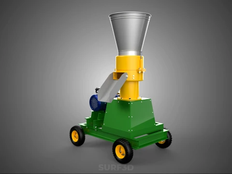 MOBILE ELECTRIC PELLET PRESS MILL MAKER PELLETIZER MACHINE FARM 3D Model