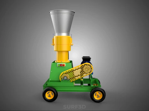 MOBILE ELECTRIC PELLET PRESS MILL MAKER PELLETIZER MACHINE FARM 3D Model