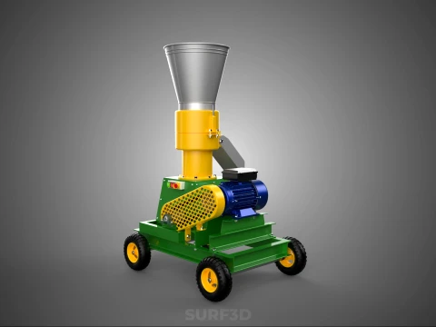 MOBILE ELECTRIC PELLET PRESS MILL MAKER PELLETIZER MACHINE FARM 3D Model