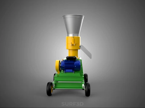 MOBILE ELECTRIC PELLET PRESS MILL MAKER PELLETIZER MACHINE FARM 3D Model