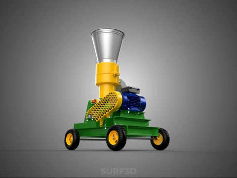 MOBILE ELECTRIC PELLET PRESS MILL MAKER PELLETIZER MACHINE FARM 3D Model
