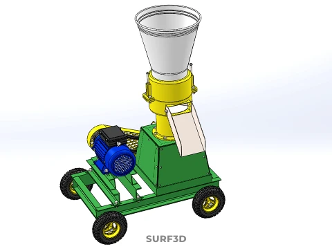 MOBILE ELECTRIC PELLET PRESS MILL MAKER PELLETIZER MACHINE FARM 3D Model