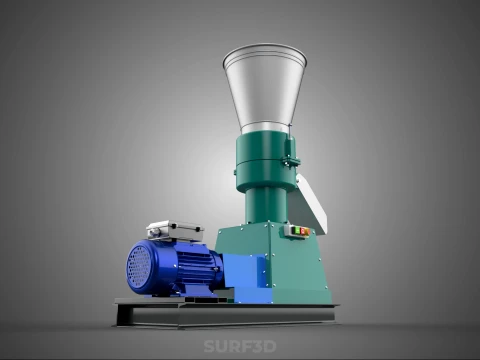 PELLET PRESS MILL MAKING EXTRUDER MACHINE ELECTRIC MOTOR POWERED 3D Model