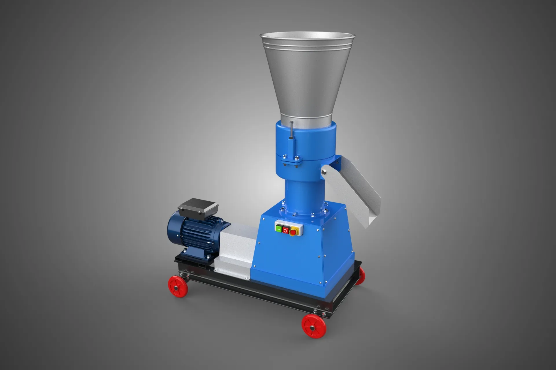 MOBILE PELLET PRESS MILL MAKING EXTRUSION MACHINE ELECTRIC MOTOR 3D Model .c4d .max .obj .3ds .fbx .stl .blend 