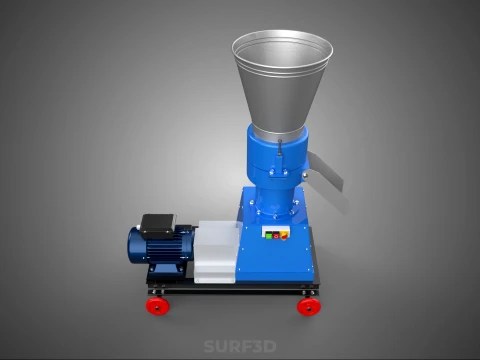 MOBILE PELLET PRESS MILL MAKING EXTRUSION MACHINE ELECTRIC MOTOR 3D Model