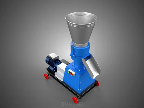 MOBILE PELLET PRESS MILL MAKING EXTRUSION MACHINE ELECTRIC MOTOR 3D Model
