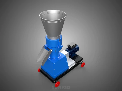 MOBILE PELLET PRESS MILL MAKING EXTRUSION MACHINE ELECTRIC MOTOR 3D Model