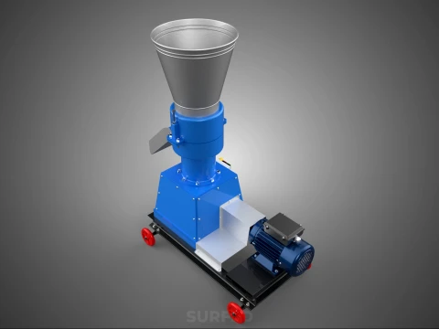 MOBILE PELLET PRESS MILL MAKING EXTRUSION MACHINE ELECTRIC MOTOR 3D Model