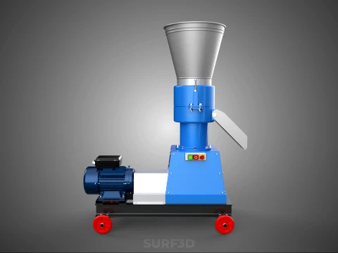 MOBILE PELLET PRESS MILL MAKING EXTRUSION MACHINE ELECTRIC MOTOR 3D Model
