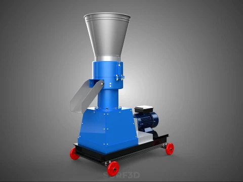 MOBILE PELLET PRESS MILL MAKING EXTRUSION MACHINE ELECTRIC MOTOR 3D Model
