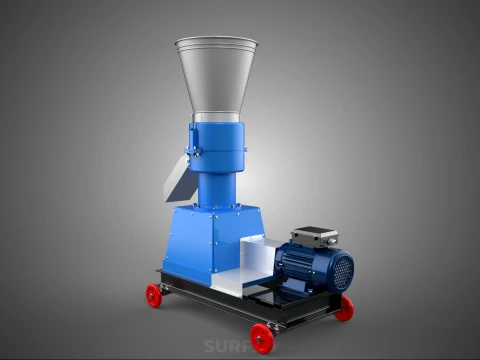 MOBILE PELLET PRESS MILL MAKING EXTRUSION MACHINE ELECTRIC MOTOR 3D Model